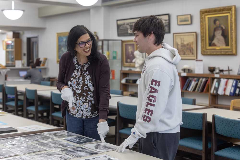 Photo: Sophomore biology major Andrew Smerz, right, enrolled in History Professor Gita Pai’s chocolate-themed history course for his love of chocolate. But he soon learned chocolate’s story stretches far beyond flavor, linking La Crosse to a much larger global history.